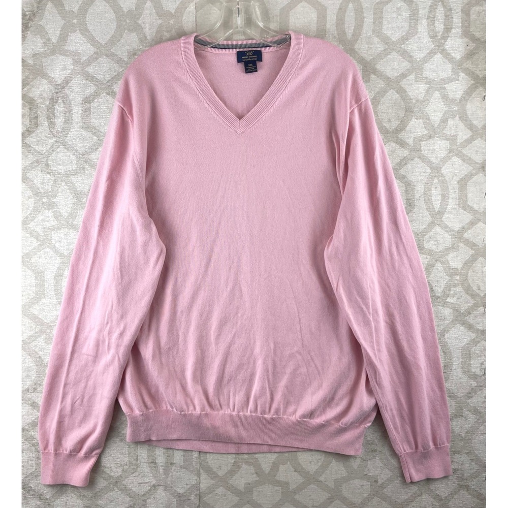 Brooks Brothers 346 Mens XXL Pink V-Neck Supima Cotton Lightweight Knit Sweater